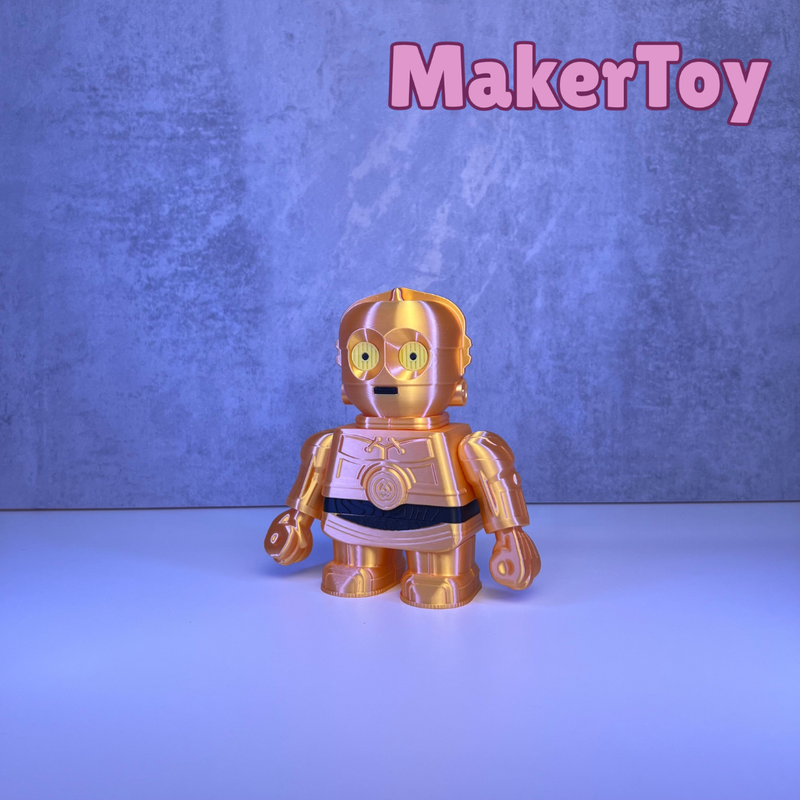 Chunk-3PO | Chunky 3D Printed Fan Art Figure Inspired by Star Wars' C-3PO | 10cm Protocol Droid Collectible | Handmade UK