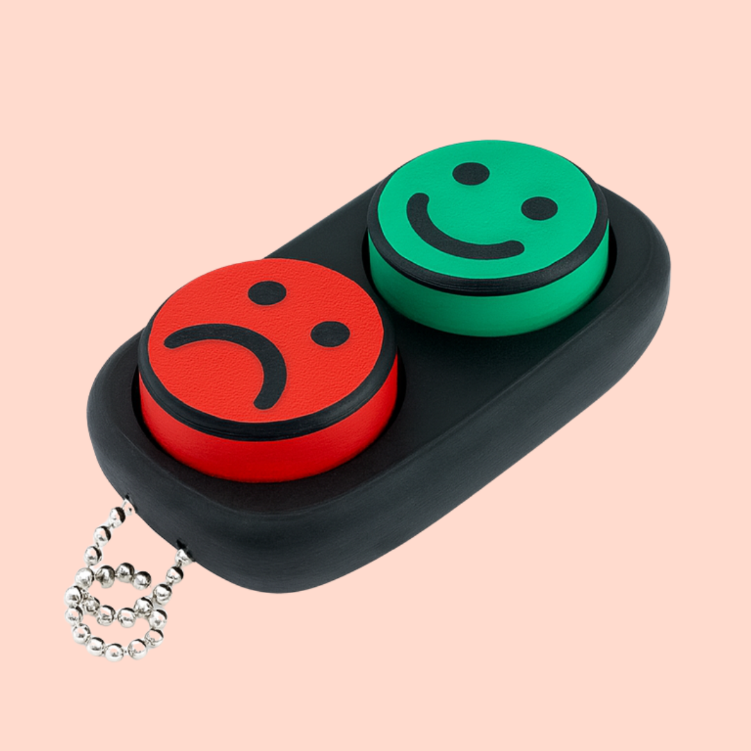 Happy/Sad Button Tactile Fidget Clicker Keyring | Emotional Regulation Tool for SEN, Autism & ADHD