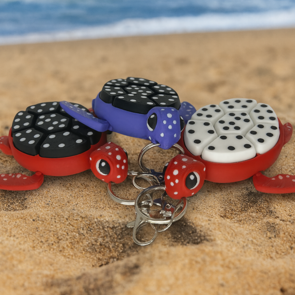 Sea Turtle Fruit Tactile Fidget Clicker Toy Keyring