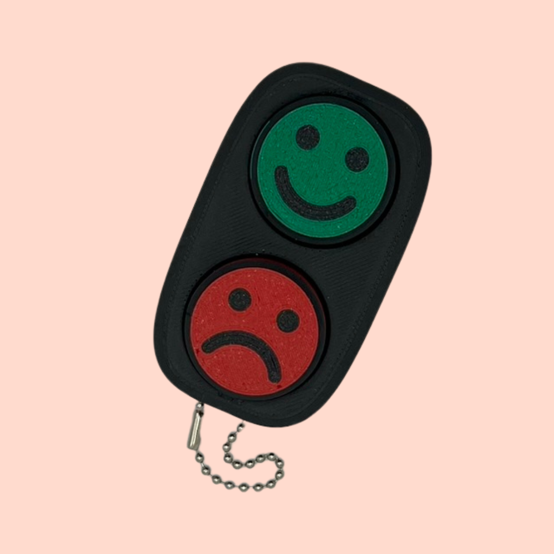 Happy/Sad Button Tactile Fidget Clicker Keyring | Emotional Regulation Tool for SEN, Autism & ADHD