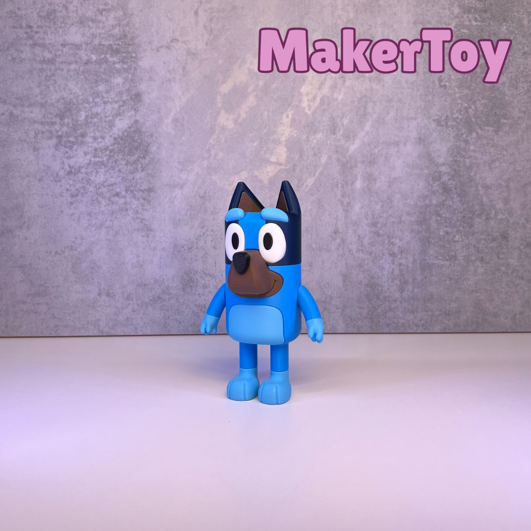 Blue Heeler Inspired Chunkable Figurine | 3D Printed Dog Character Collectible | Kids Room Decor Gift