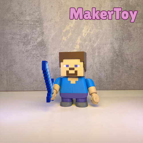 Minechunk Steve – Chunky Blocky Adventurer Figure