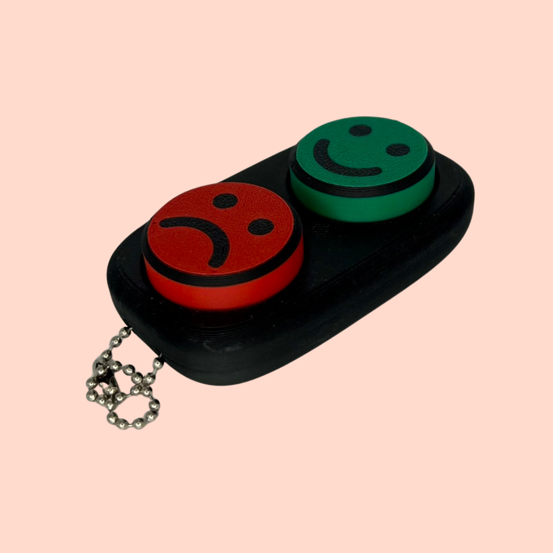 Happy/Sad Button Tactile Fidget Clicker Keyring | Emotional Regulation Tool for SEN, Autism & ADHD