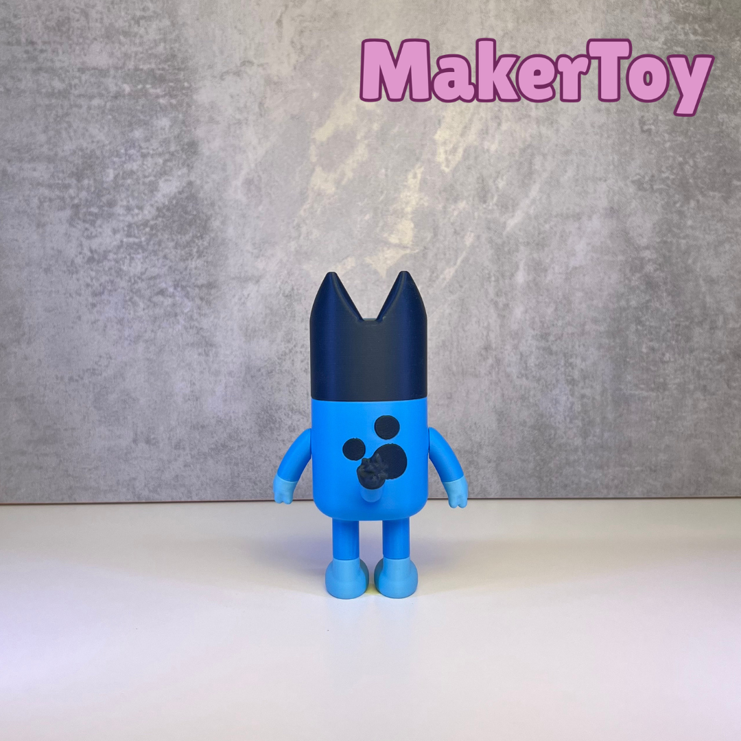Blue Heeler Inspired Chunkable Figurine | 3D Printed Dog Character Collectible | Kids Room Decor Gift