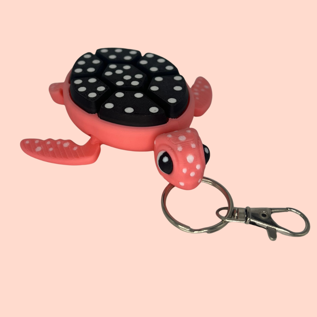 Sea Turtle Fruit Tactile Fidget Clicker Toy Keyring