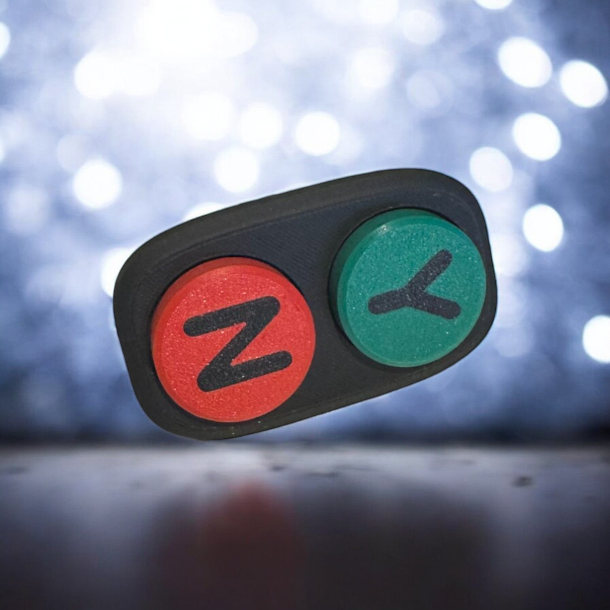 Yes/No Button Tactile Fidget Clicker Keyring - Black