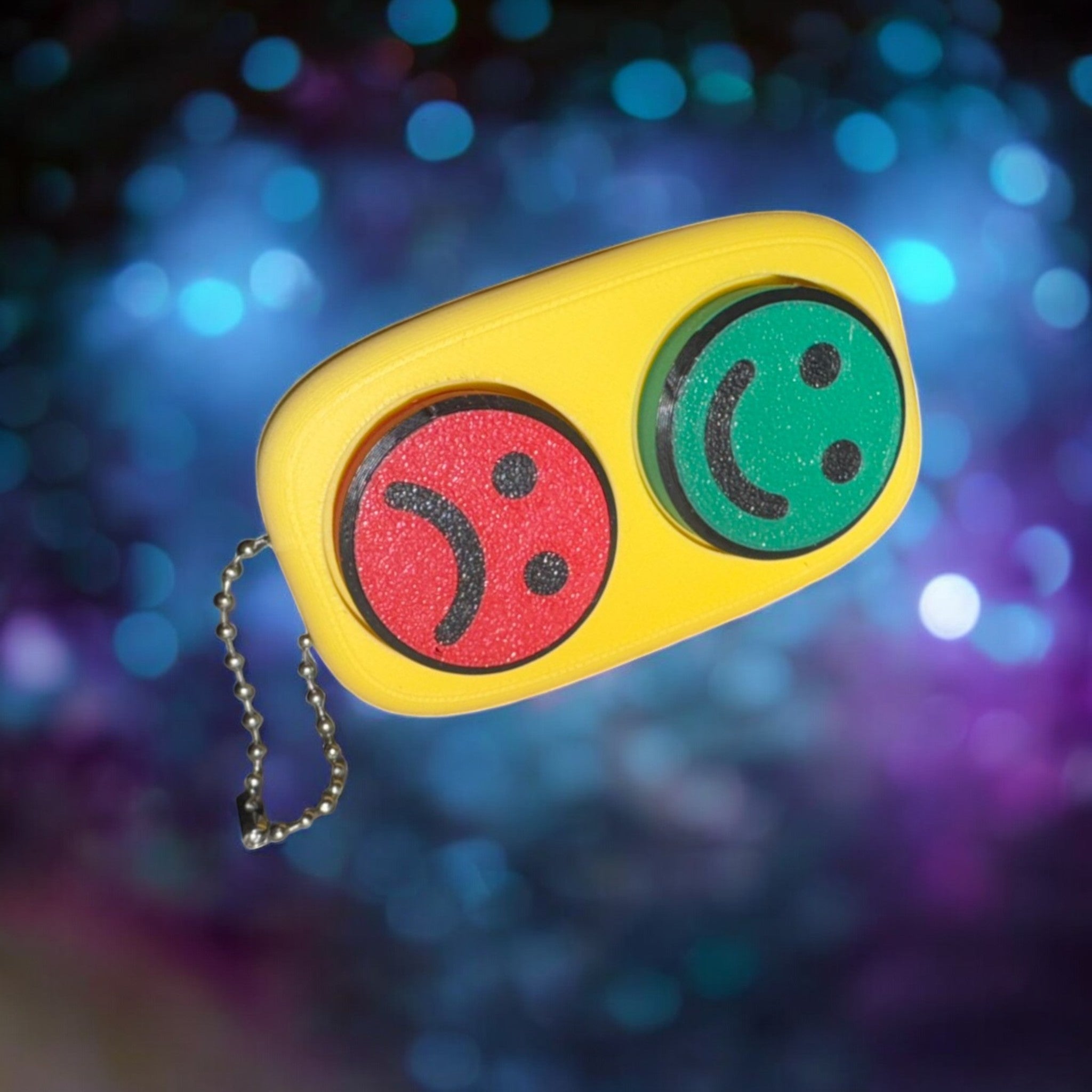 Happy/Sad Button Tactile Fidget Clicker Keyring