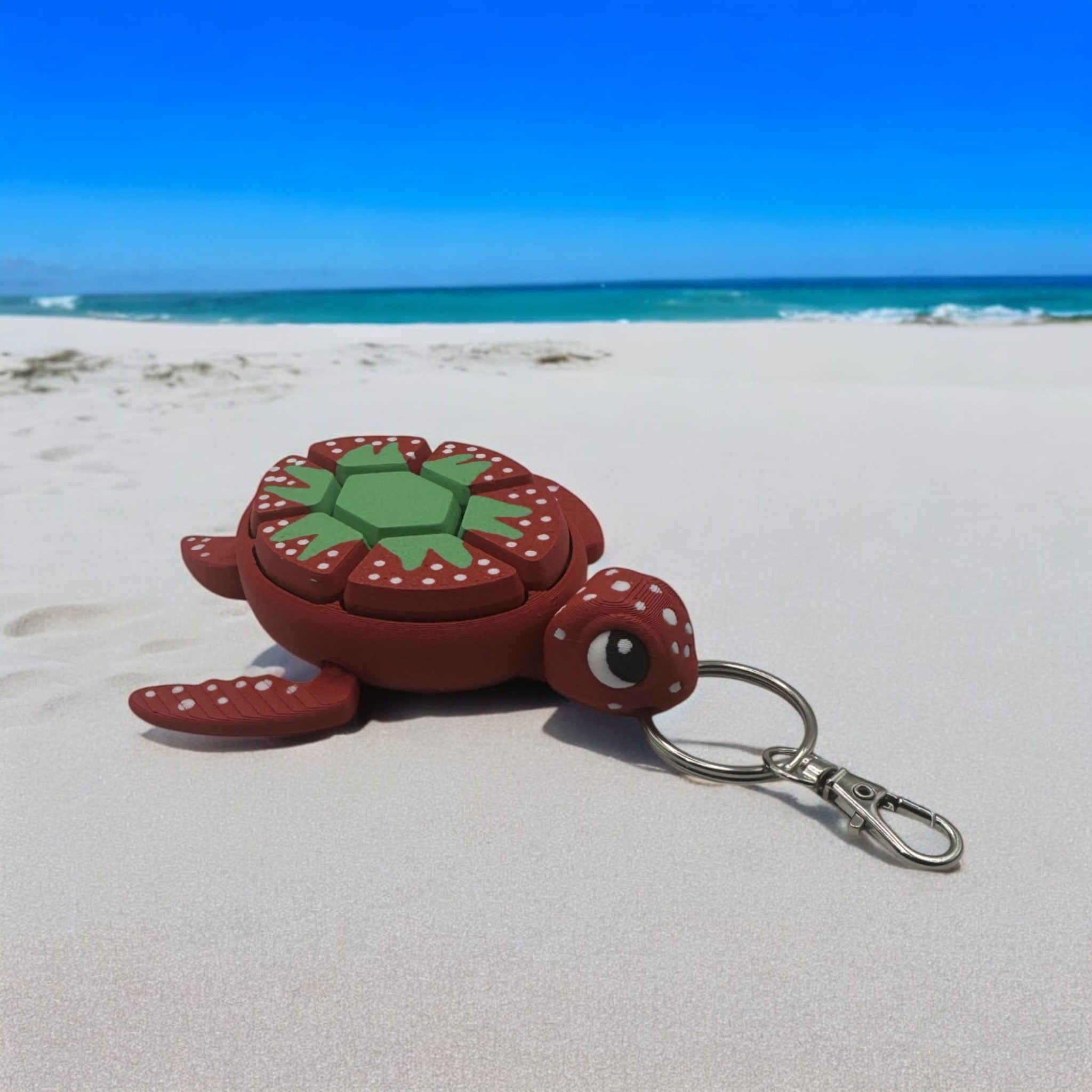 Sea Turtle Fruit Tactile Fidget Clicker Toy Keyring