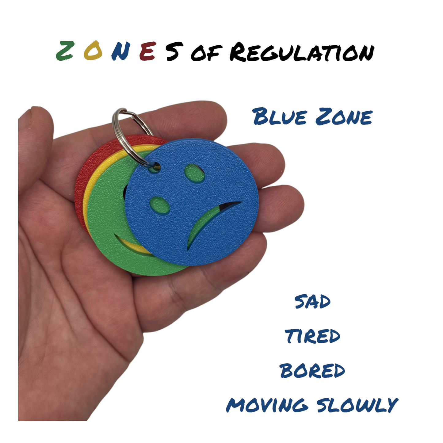 Zones of Regulation Keychain  | Emotional Regulation Tool for SEN-D | 4 Colour Coded Pallets