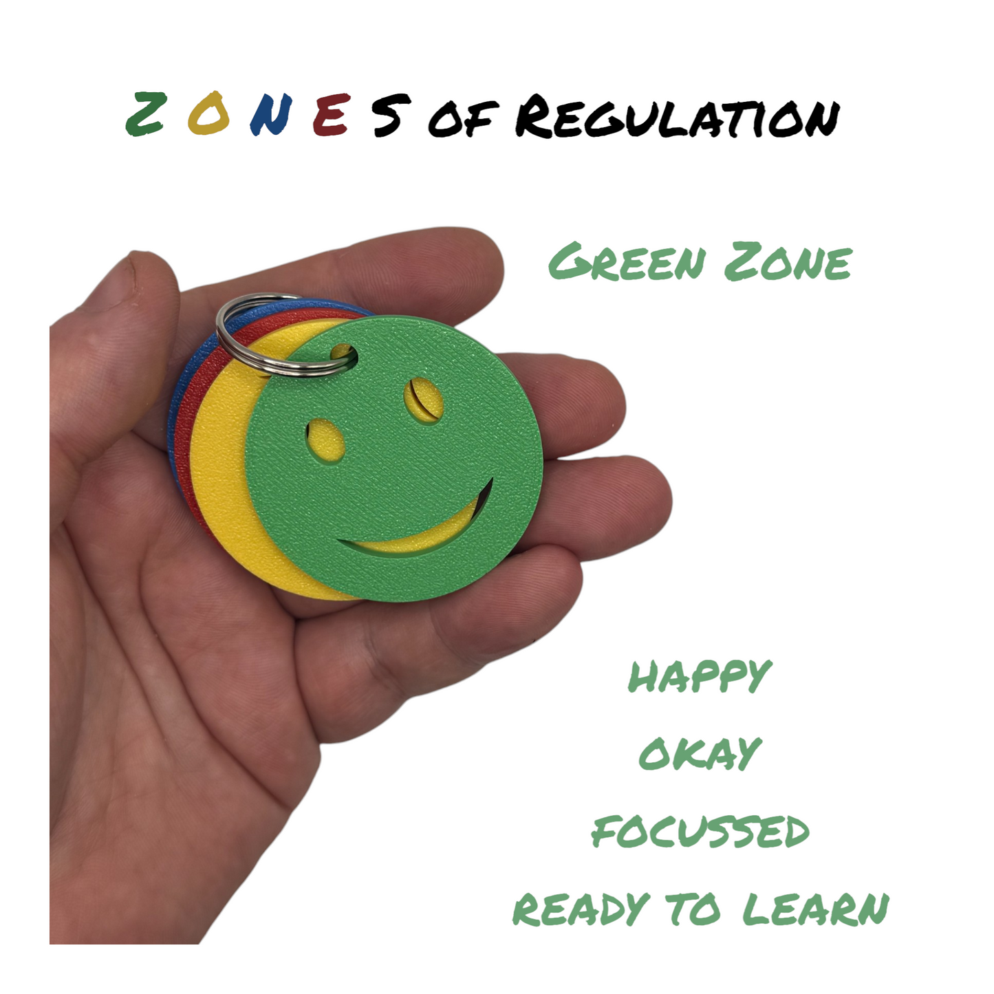 Zones of Regulation Keychain  | Emotional Regulation Tool for SEN-D | 4 Colour Coded Pallets