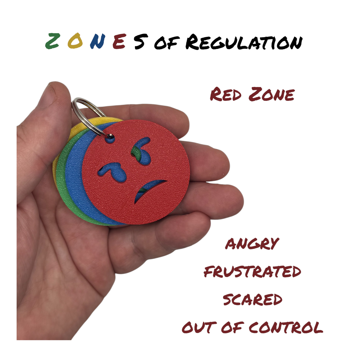 Zones of Regulation Keychain  | Emotional Regulation Tool for SEN-D | 4 Colour Coded Pallets