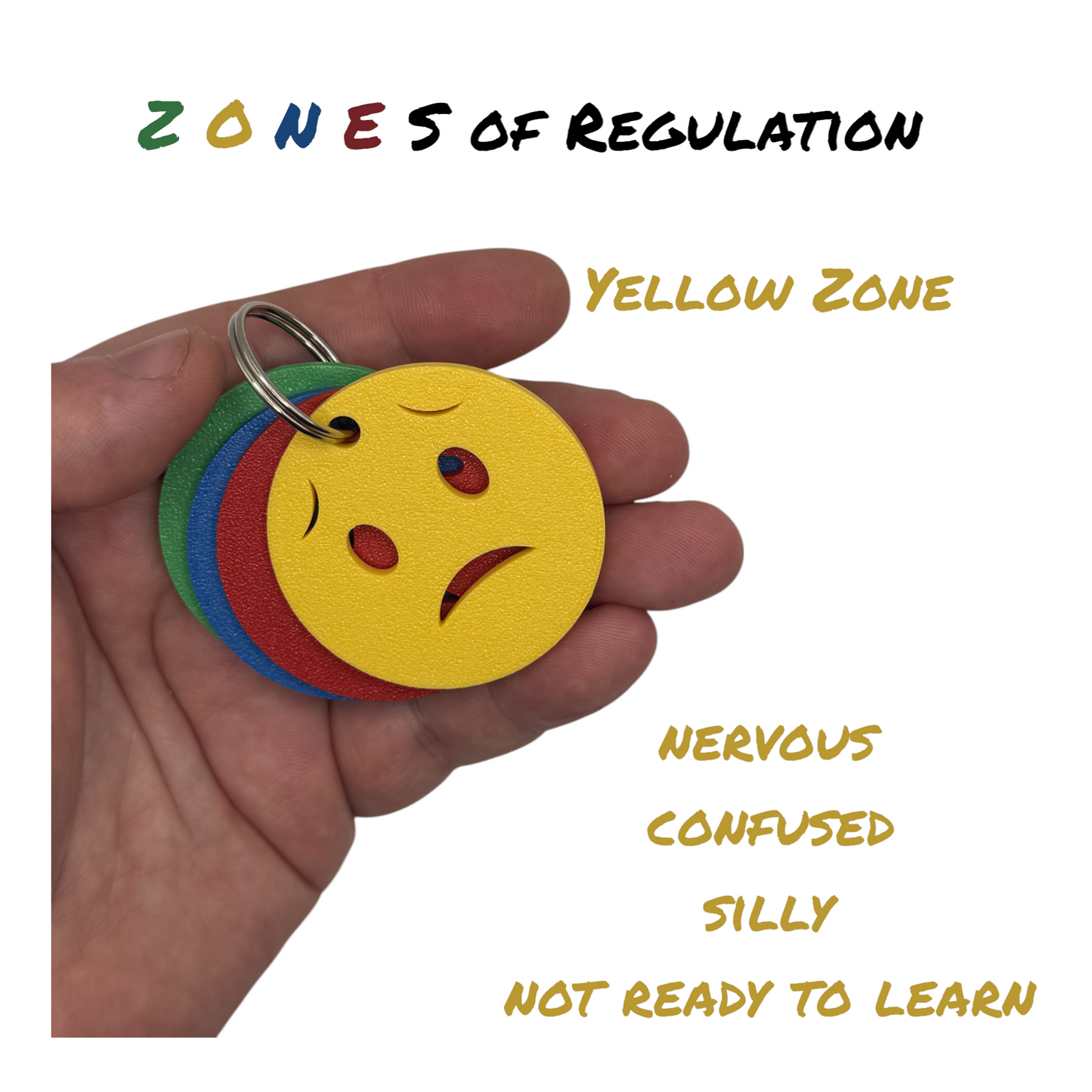 Zones of Regulation Keychain  | Emotional Regulation Tool for SEN-D | 4 Colour Coded Pallets