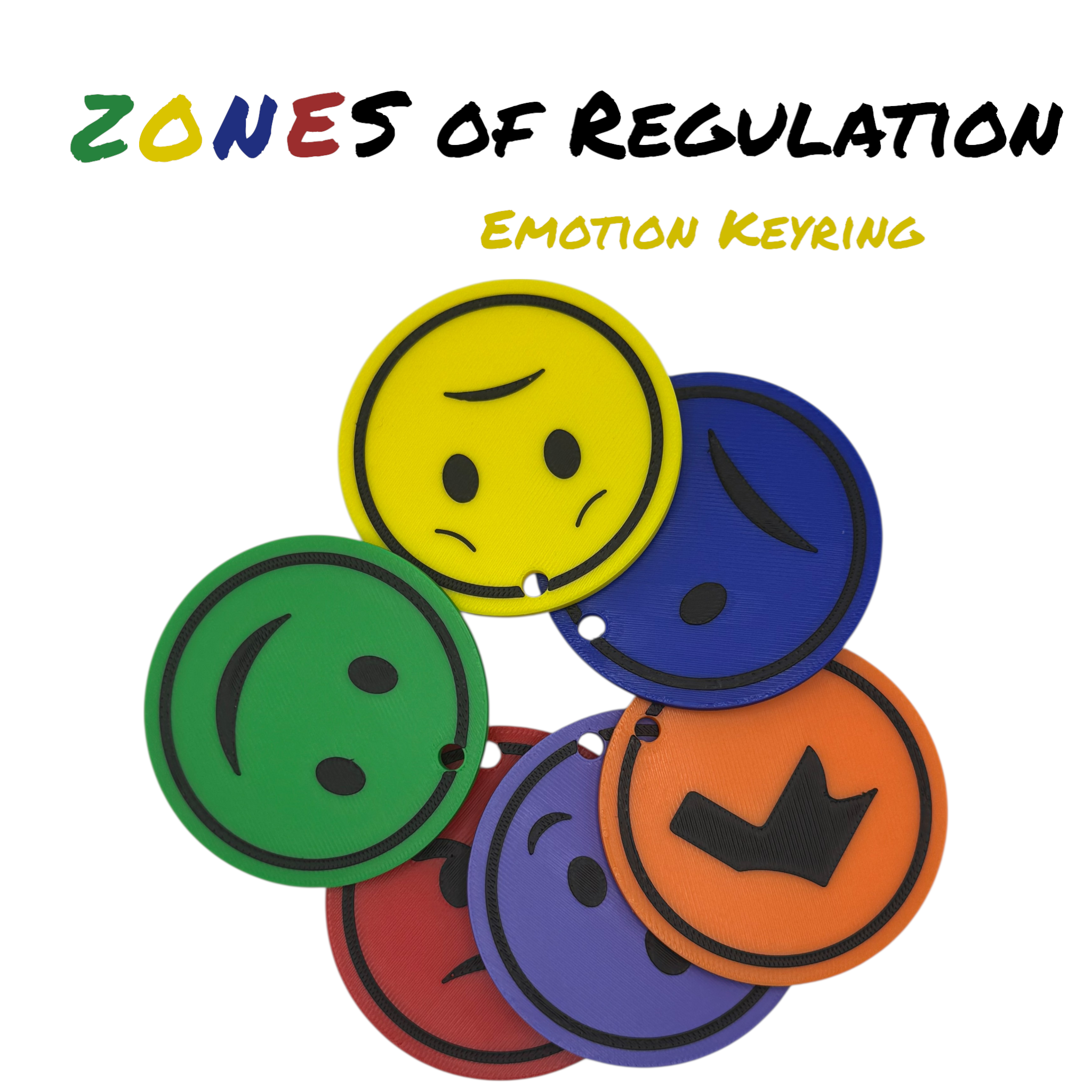 Zones of Regulation Keychain PLUS | Emotional Regulation Tool for SEN-D,Autism,ADHD
